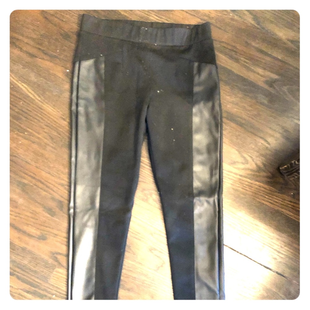 BCBG Faux Leather/Ponti Knit Stretch/Panel Legging